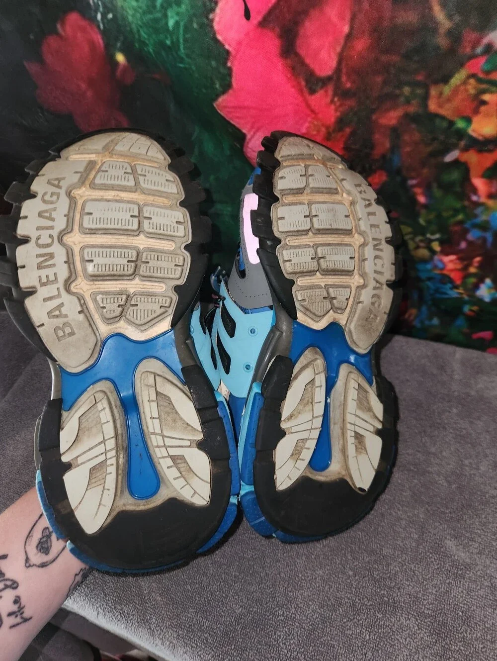 BALENCIAGA Track Trainer Blue Pink 542436  Size 8 38 EU